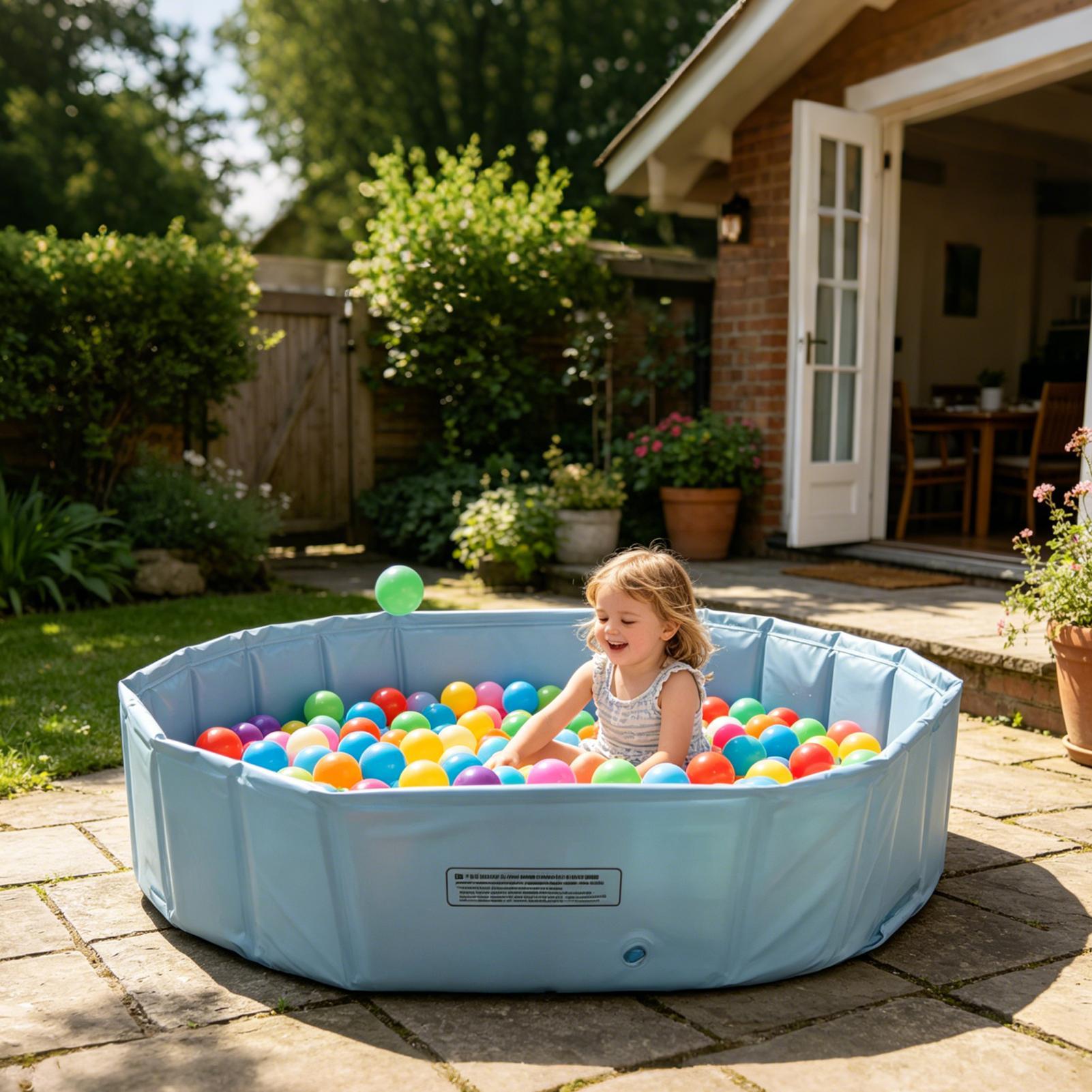 Party Games Kids Outdoor - สระว่ายน้ำพับได้สำหรับสัตว์เลี้ยงกลางแจ้ง สระเล่นน้ำแบบพกพาสำหรับเด็ก แมว และสุนัข อ่างอาบน้ำ พื้นที่เล่นแบบพกพาสำหรับบ้านหรืองานปาร์ตี้