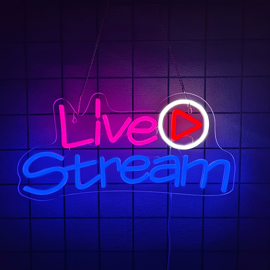 Party Games Stream - ป้ายไฟนีออน LED สำหรับไลฟ์สตรีม, ของตกแต่งผนังสำหรับห้องถ่ายทอดสด, โคมไฟติดผนังสำหรับบาร์ คลับ