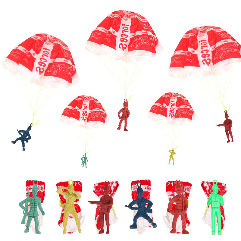 Party Games Kids Outdoor - 10pcs พลาสติก Ejecting ร่มชูชีพของเล่นกลางแจ้งทหารมือโยนร่มชูชีพของเล่นสําหรับของขวัญเด็กความแปลกใหม่กีฬาเกม