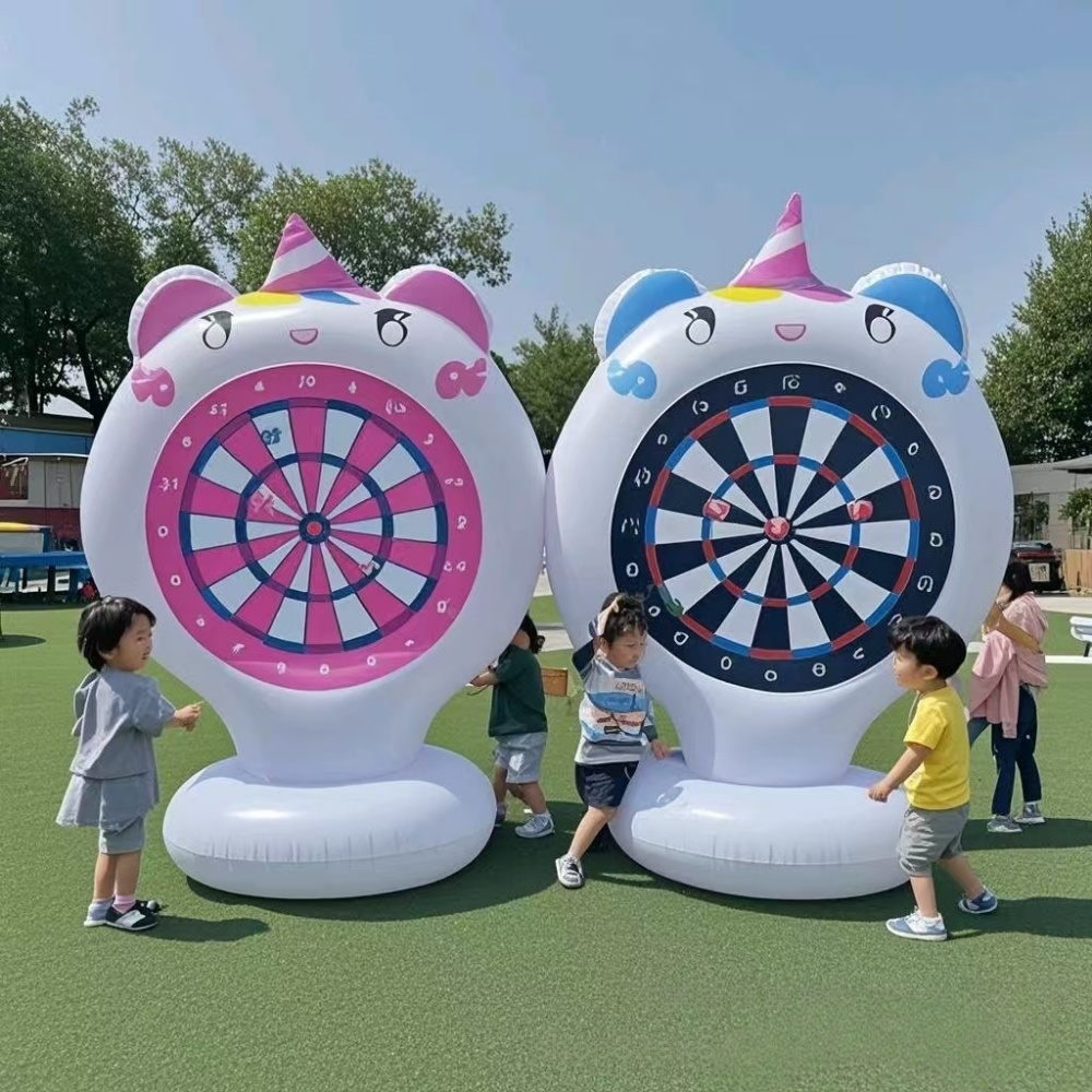 Party Games Kids Outdoor - Inflatable Unicorn โยนเกมเป้าหมาย Sticky DART สวนกลางแจ้งสระว่ายน้ําเด็กของเล่นตลกยูนิคอร์นวันเกิด