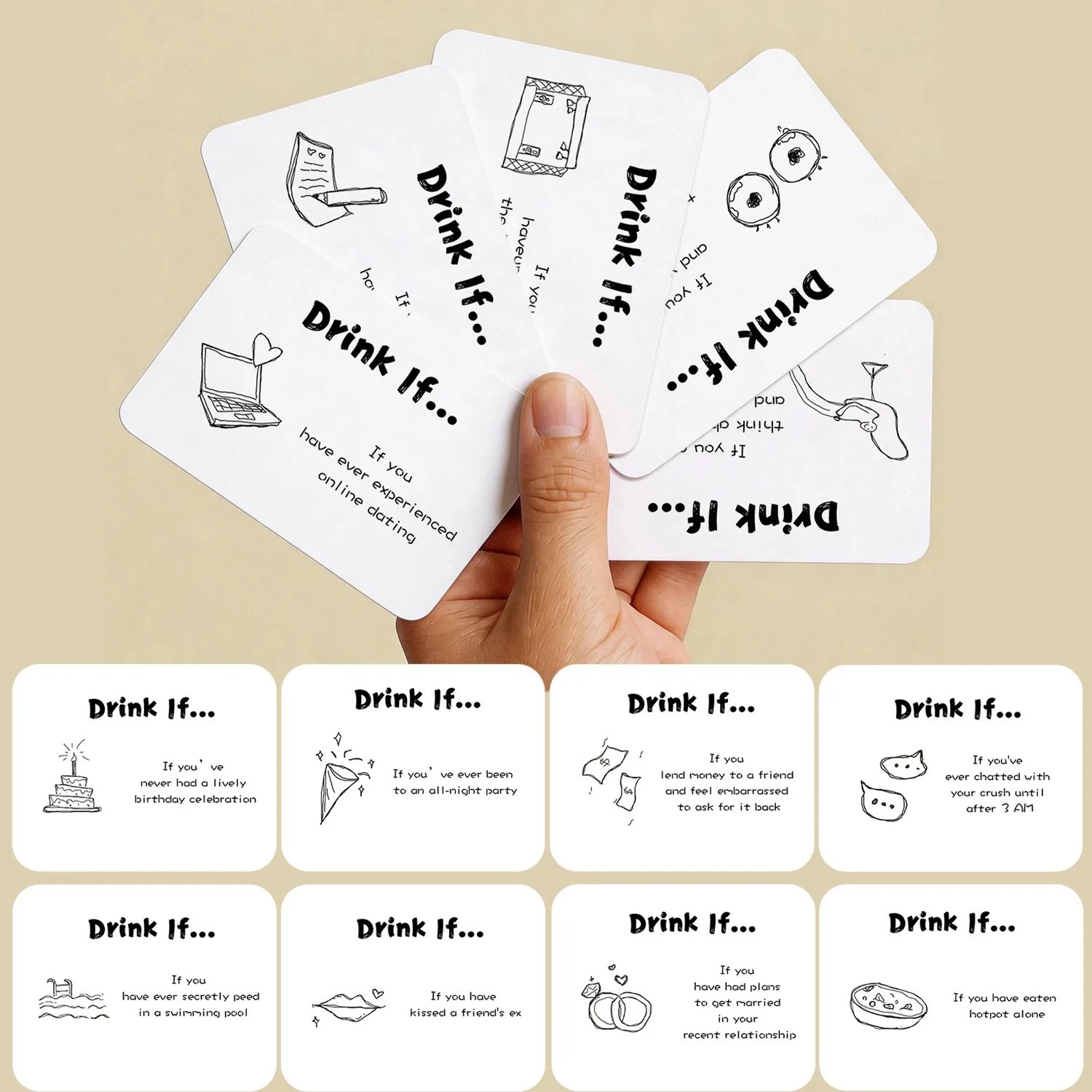 Party Games Questions For Adults - การ์ดเกมดื่มเหล้า ปาร์ตี้สนุกสนาน การ์ดคำถามสำหรับเกมดื่มเหล้าสำหรับผู้ใหญ่ อุปกรณ์สำหรับงานปาร์ตี้วันเกิด งานสังสรรค์ และงานปาร์ตี้สละโสด