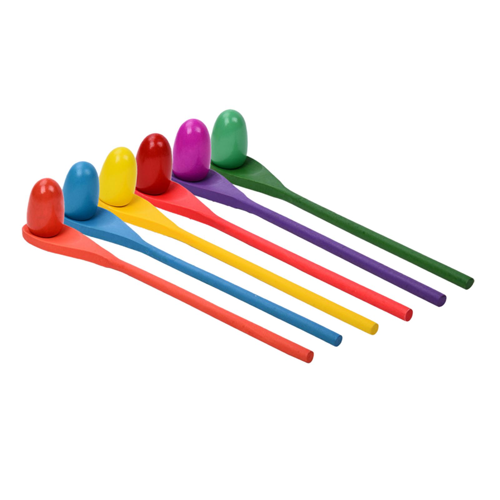 Party Games Kids Outdoor - ชุดเกมแข่งช้อนตักไข่ 6 ชิ้น เสริมสร้างการประสานมือและตา ของเล่นเสริมพัฒนาการสำหรับเด็กก่อนวัยเรียน ของเล่นเพื่อการศึกษา